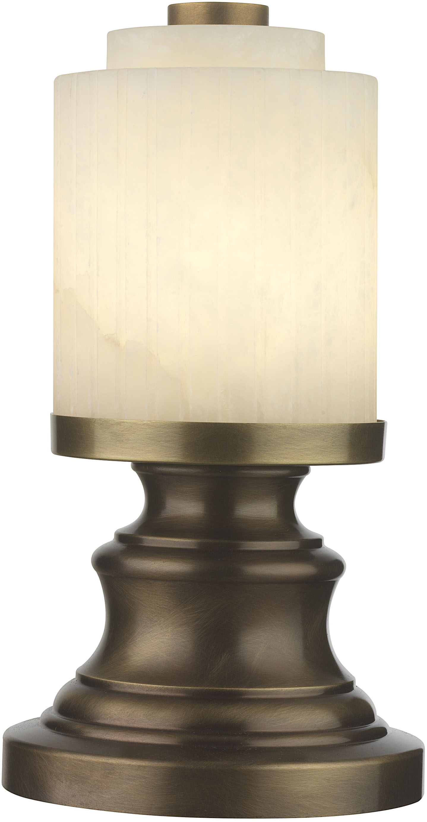 Rechargeable cordless lamps range from Northern Lights.  The Clermont features a brass base and white alabaster shade.